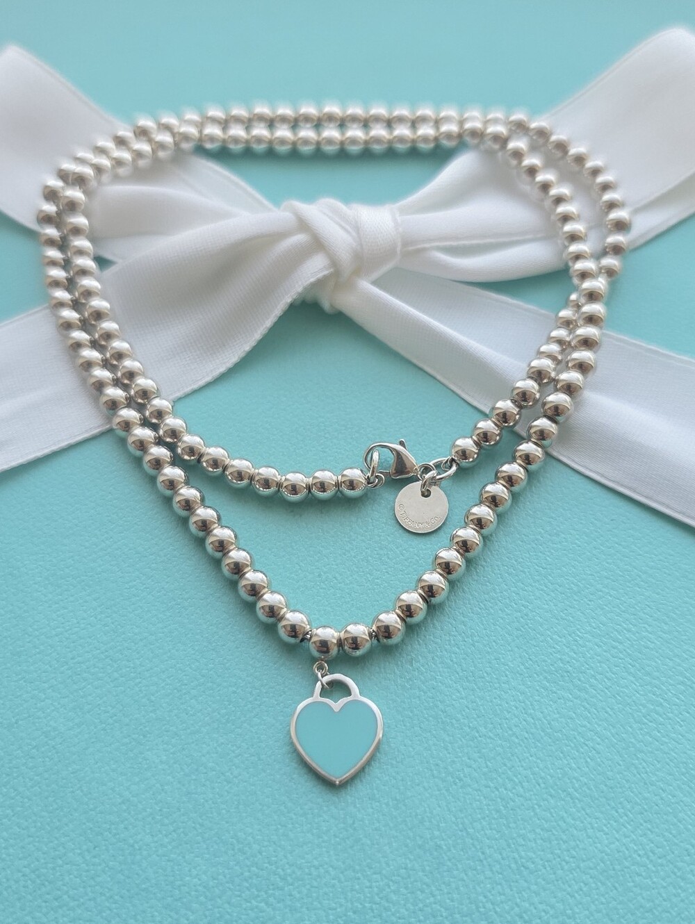 Return to Tiffany®Tiffany Blue® Heart Tag Bead Necklace in Silver